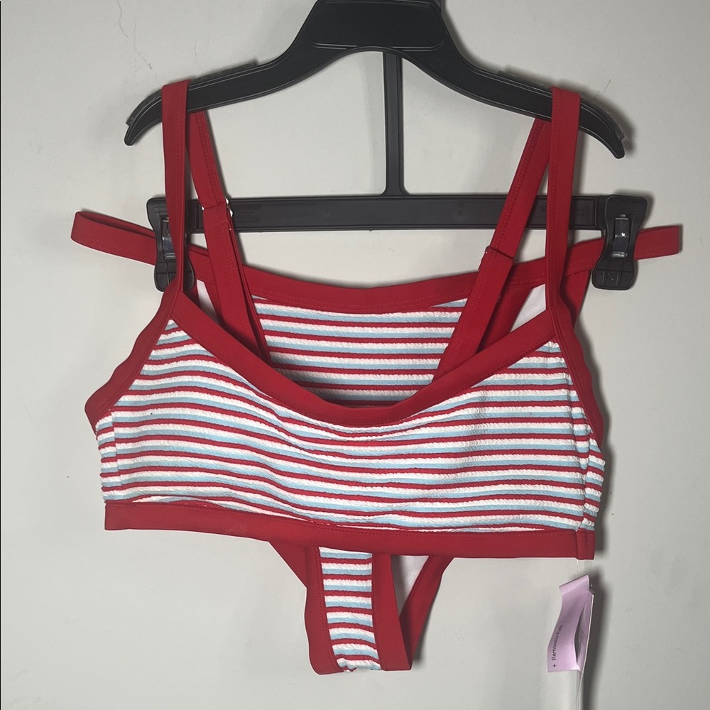 Wild Fable Red, White, Blue Striped Removable Pads 2 Piece Bikini